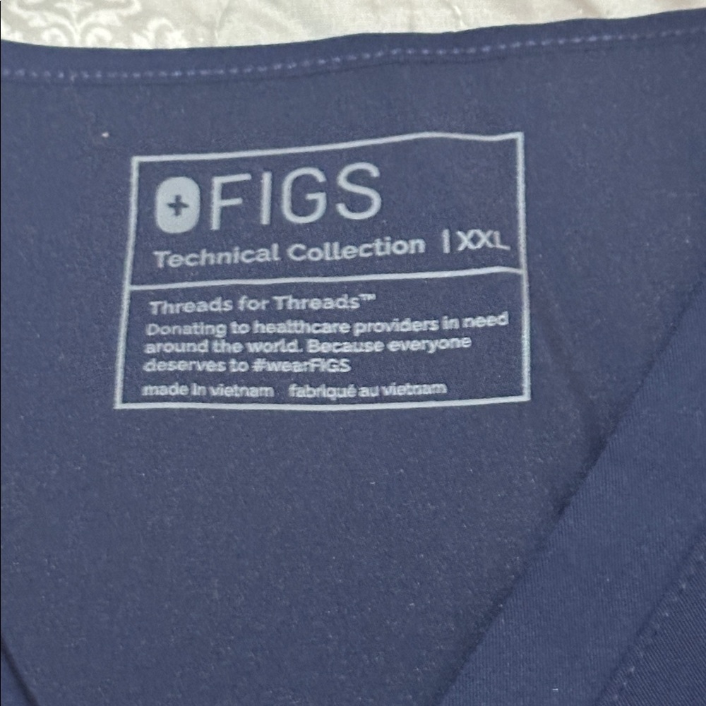 FIGS Deep Blue V-Neck Scrub Top - Picture 3 of 5
